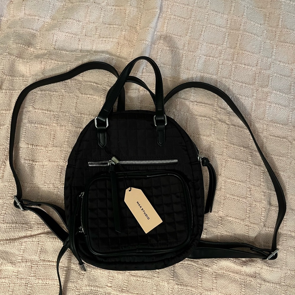 Max Studio Black Quilted Backpack
